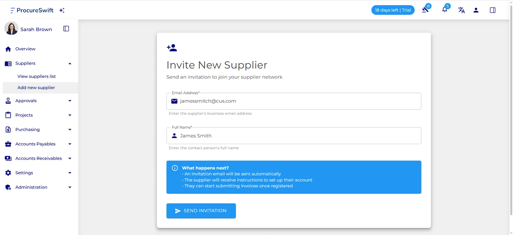 Team member invitation flow